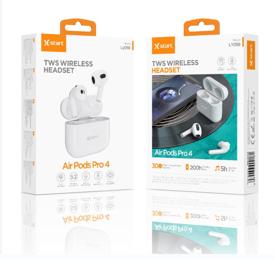 Air Pods 4 - Bluetooth 5.2, Autonomie 3-4 ore
