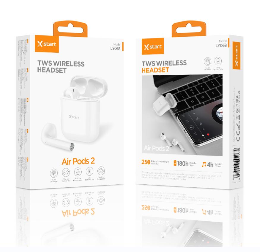 Căștile wireless X-start - Bluetooth 5.2, Autonomie 3-4 ore, Design Modern pentru Apple