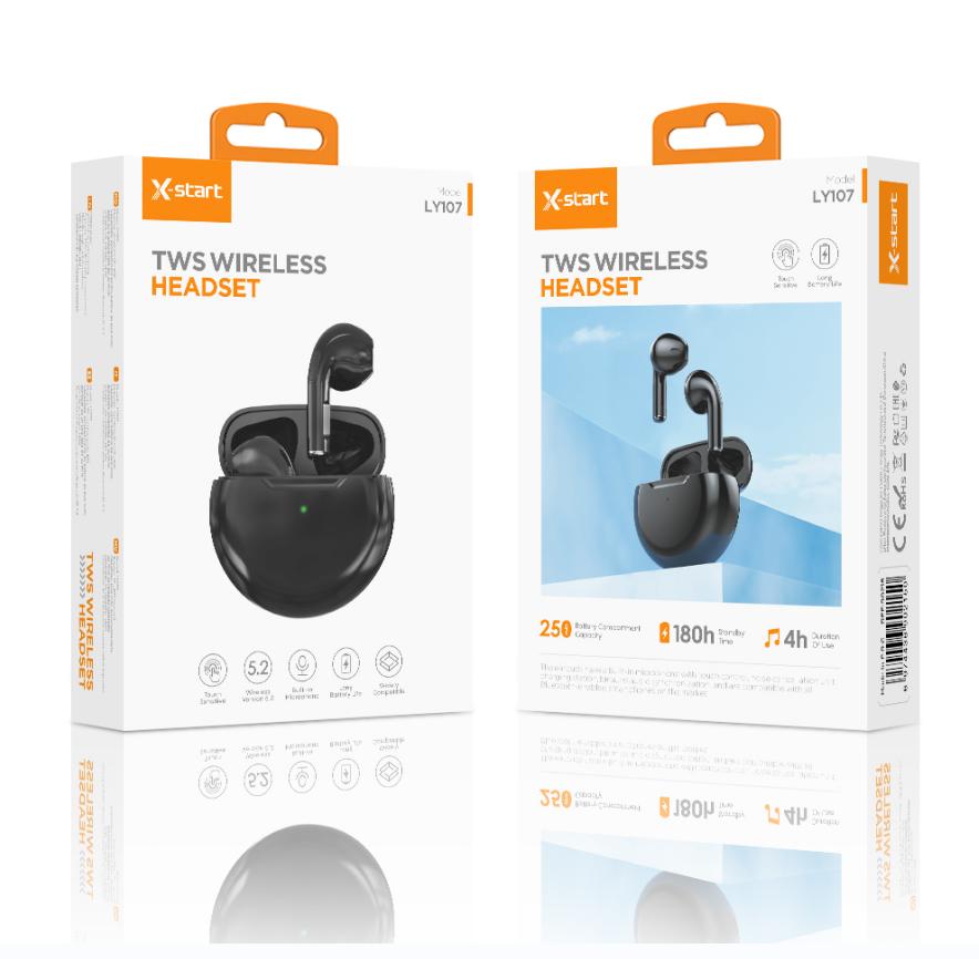 Căștile wireless TWS Negru - Bluetooth 5.2, Autonomie 3-4 ore, Design Modern