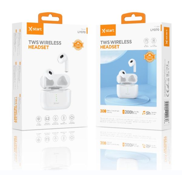 Căști Wireless Bluetooth Premium, Albe – Acumulator 300mAh, BT 5.2, Autonomie 5h, Conexiune Instant
