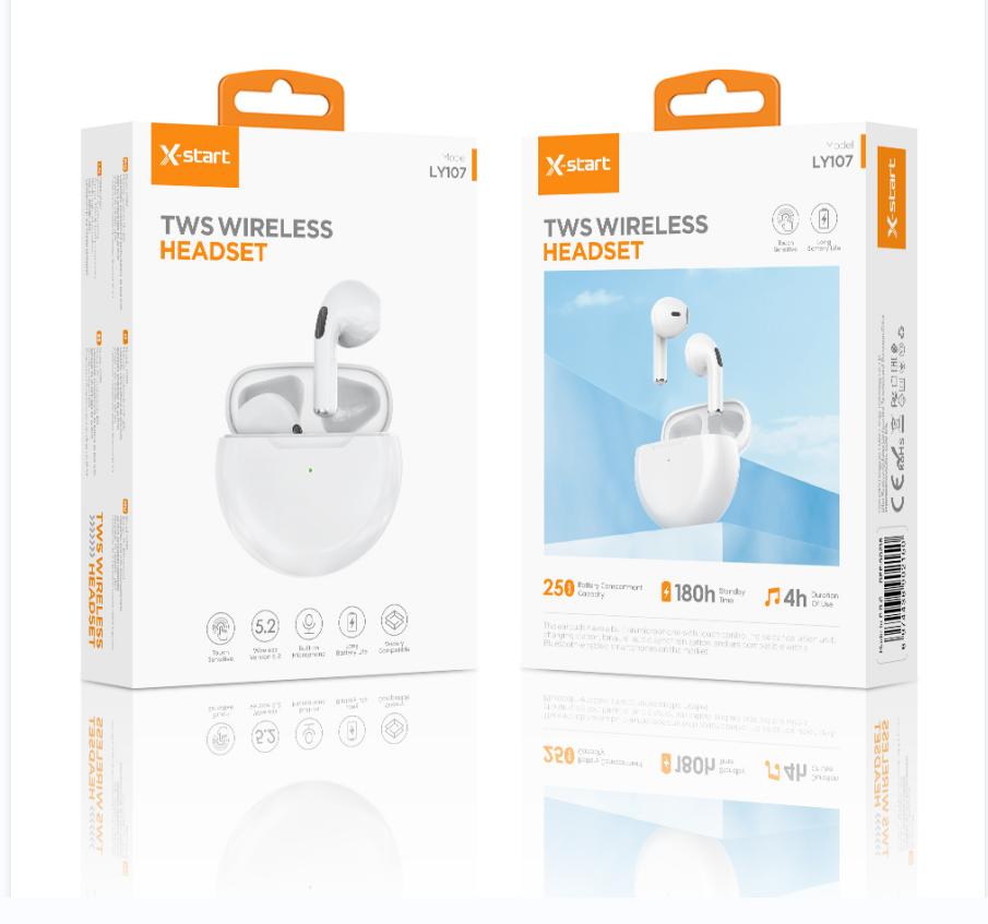 Căștile wireless TWS Albe - Bluetooth 5.2, Autonomie 3-4 ore, Design Modern