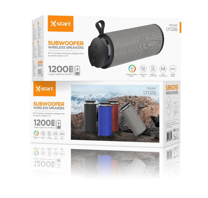 Boxă Portabilă Bluetooth X-start - Sunet Puternic și Conectivitate Bluetooth 5.3 - GRI