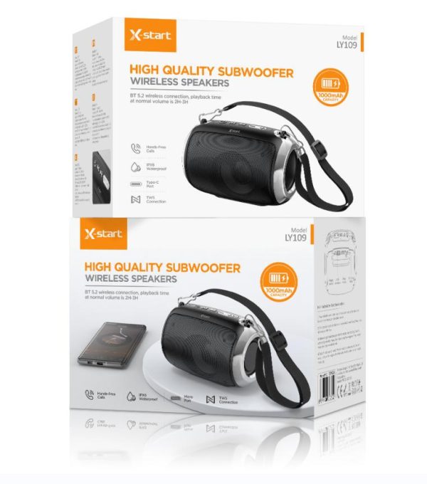 X-start High Volume Bluetooth Speaker LY109, Black - Sunet Clar și Puternic cu Conectivitate Bluetooth 5.0