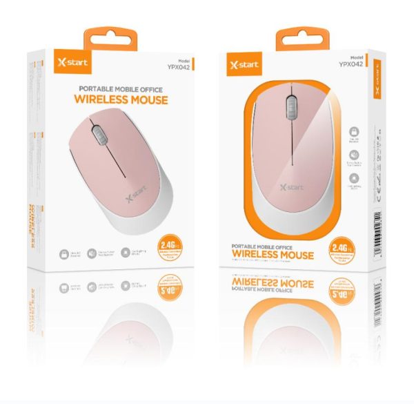 Mouse-ul Wireless X-start cu 1000DPI, 2.4G - Roz