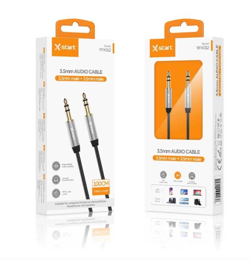 Cablul AUX X-start 3.5mm, 1m, Negru pentru conexiune audio