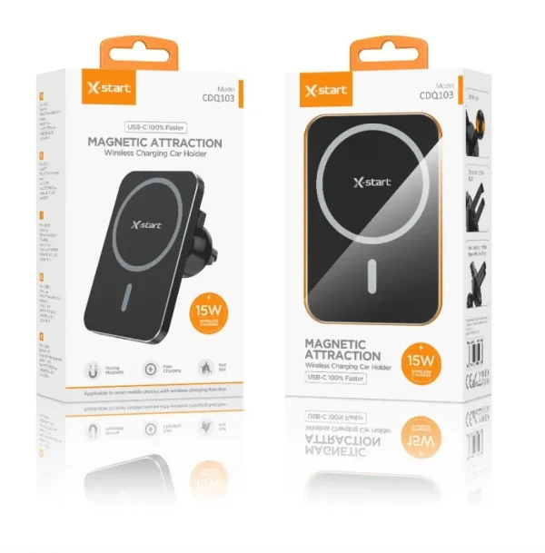 Suport Auto Wireless Magnetic 15W – Negru