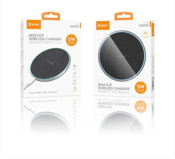 Încărcător Wireless 15W USB-A – Suprafață Textilă - Gri