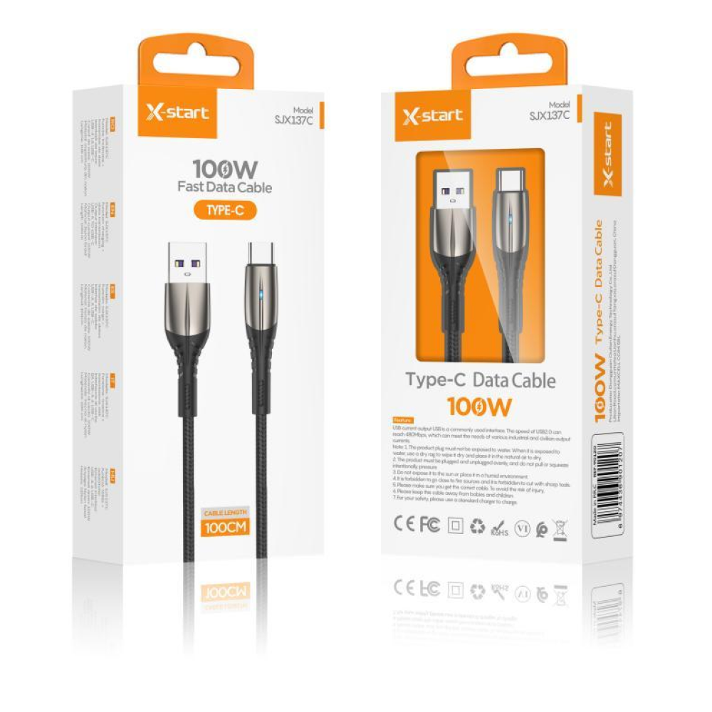 Cablu Încărcare Rapidă 100W, 1m, Textură Împletită, Aliaj Zinc